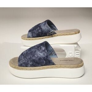 Cool Planet by Steve Madden Women's Juniper Gray Multi Tie-Dye Slide Sandals 7.5